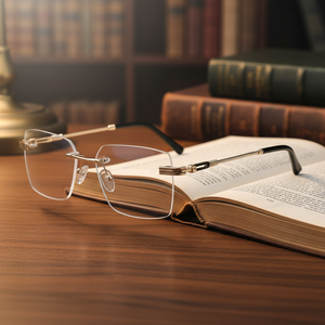 نظارات كمبيوتر معدنية مضادة للضوء الأزرق بتصميم ماسي للحماية من الإجهاد، خفيفة الوزن ومريحة بدون إطار - Product Image 1