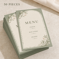 Cartes de menu de mariage personnalisées en vert sauge, menus de table de réception de jardin personnalisés