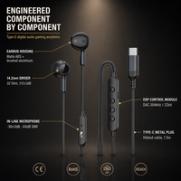 Auriculares Profesionales para Deportes Electrónicos Tipo C, Auriculares con Cable Estéreo para Juegos con Función de Micrófono Desmontable
