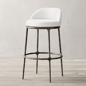 Customize Minimalist <b>Bar</b> Chair Hand Forged Golden Metal Hammered White Gold Outdoor Restaurant Home Dining <b>Stool</b> Italian Elegant - Product Image 4