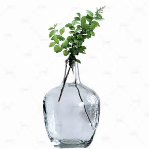 Custom Hand Blown Clear Large Bubble Glass Jug Bud Vase for Flowers Decor Tabletop Kitchen Home