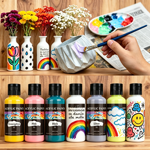 Peinture acrylique professionnelle 24 couleurs 30ml non toxique couleurs vives séchage rapide pour artiste toile - Product Image 1