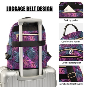Custom Tropical Leaves Mini <b>Backpack</b> Bookbag Casual <b>Backpack</b> <b>Lightweight</b> Daypack Women Small <b>Backpack</b> with Luggage Sleeve - Product Image 4