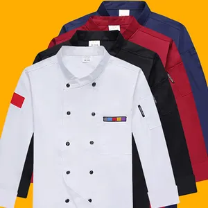 Kunden spezifisches Logo Chef Jacken mantel Kurzarm Hotel Küche Restaurant Arbeits kleidung Catering Koch uniform mit Tasche