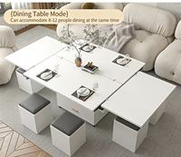 Table basse moderne pliable en bois massif avec plateau relevable et support TV mobile pour petit salon