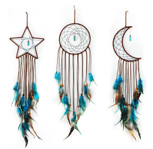 Materiale organico di Attaccatura di Parete Della Decorazione Handmade Del Turchese Pietra Piuma <span class=keywords><strong>Macrame</strong></span> Dream Catcher - Product Image 1