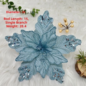 Fleur de Noël artificielle en velours de haute qualité de 26 cm, vente en gros, <span class=keywords><strong>pour</strong></span> mariage, fête, décoration de la <span class=keywords><strong>maison</strong></span>, fleur de Noël - Product Image 3