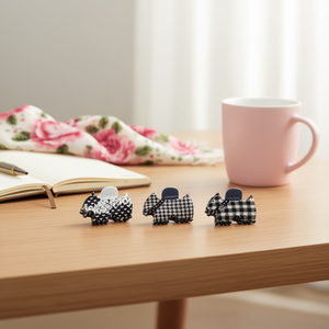 Fermaglio per capelli a forma di artiglio di cucciolo di West Highland White Terrier, 7 cm, a righe bianche e nere, per donne e ragazze - Product Image 2