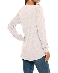 Pullover <span class=keywords><strong>oversize</strong></span> in tinta unita con logo personalizzato da <span class=keywords><strong>donna</strong></span> alla moda tutto abbina elegante tunica a maniche lunghe con tasche anteriori - Product Image 4