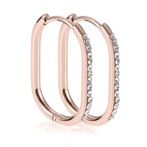 Boucles d'oreilles classiques en acier inoxydable de haute qualité, plaquées or 18 carats, zircon coréen - Product Image 3