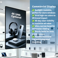 Pantalla LCD de Publicidad de 32/43/55/65/75 Pulgadas, 700 Nits, Marco Ultra Delgado, Montaje en Pared, Reproductor de Señalización Digital Android WiFi