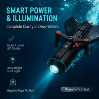 Scooter sous-marin haute vitesse 10 km/h pour l'exploration des grottes avec projecteur, scooter de plongée haute puissance, profondeur de plongée 30 m