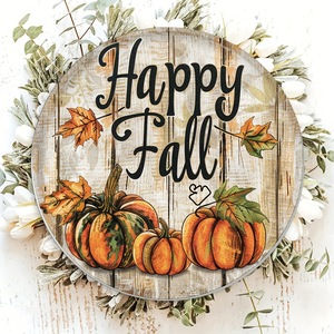 Plaque murale ronde en bois, décoration d'automne avec citrouille, décoration de Thanksgiving, plaque circulaire suspendue en buis - Product Image 2