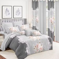 Nouveau design du fournisseur vérifié, ensemble de draps de lit à fleurs imprimées en 3D, rideau à œillets, rideau et drap de maison, technique de tissage