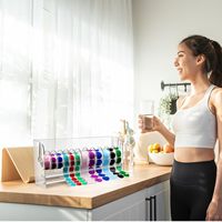 Distributeur d'étiquettes en acrylique réglable-Porte-autocollant en rouleau de 12 disques pour l'organisation du bureau et de la maison