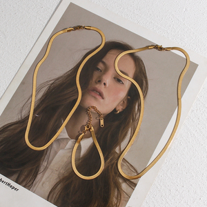 <span class=keywords><strong>Collana</strong></span> girocollo con catena a serpente <span class=keywords><strong>piatta</strong></span> in acciaio inossidabile placcato <span class=keywords><strong>oro</strong></span> 18 carati senza appannamento - Product Image 4