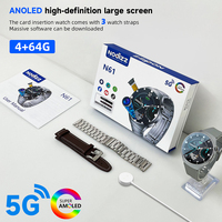Reloj Inteligente N61Phone 6+64GB, Red 4G 5G, Tarjeta SIM, Videollamada, Pantalla Redonda, Cámara Dual HD de 500W, GPS, NFC, Control de Acceso
