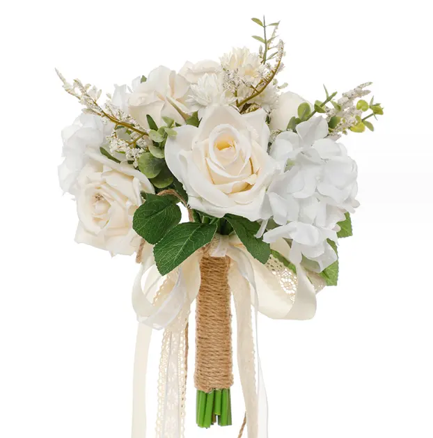 花嫁介添人の結婚式の開催花結婚式のシミュレートされた装飾シャンパンの花嫁のブーケの花