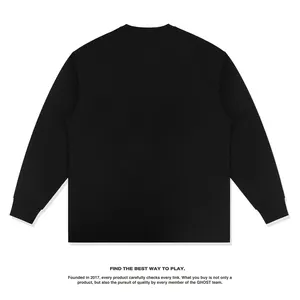 Özel Logo Vintage yıkanmış temel siyah Tshirt erkekler uzun kollu serigrafi erkekler için % 100% pamuk grafik T Shirt