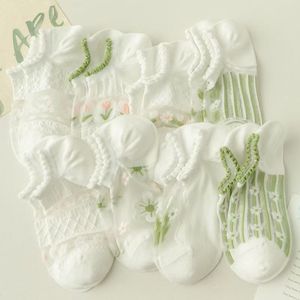 Women's Transparent Short <b>Socks</b> With Floral Pattern Non-Slip Boat <b>Socks</b> Summer Thin Crystal <b>Sock</b> For Casual Wear - Product Image 1