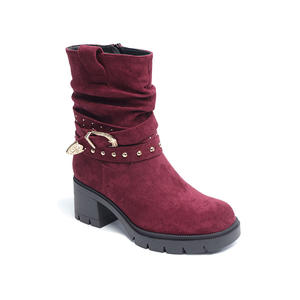 Botas de Montar a Media Pantorrilla Modernas y Versátiles, Otoño/Invierno 2025, Nuevas Botas Retro con Pliegues en el Tobillo - Product Image 3