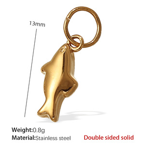 Pendentifs breloques animaux mignons en acier inoxydable plaqué or, bijoux unisexes, cadeau - Product Image 3