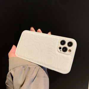เคสโทรศัพท์หนังแกะลายดอกคามิลเลียลายนูนหรูหรา Zenos ฝาครอบหนังแท้แบบเรียบง่ายสำหรับ iPhone ผู้หญิง - Product Image 4