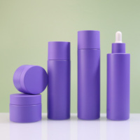 Flacon à huile cosmétique en verre, Lotion, Spray, de luxe, violet, mat, sans air, Lotion, pour le soin de la peau, avec pompe
