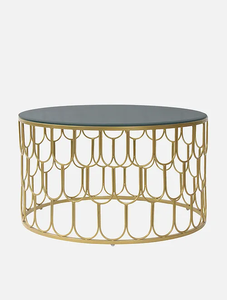 Table basse moderne et élégante en fer doré avec cadre et dessus en verre pour salon ou restaurant Table en verre dernier cri - Product Image 2
