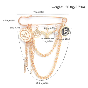 Thời trang kim cương thiết lập may mắn số năm hoa Trâm <span class=keywords><strong>pin</strong></span> với treo chuỗi trang sức cho phụ nữ Phụ kiện cố định trang trí - Product Image 2