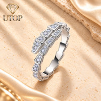 Bague Serpent Personnalisable S925 en Argent Sterling avec Diamant Moissanite D VVS, Idéale pour Fiançailles, Mariage ou Cadeau pour Femme