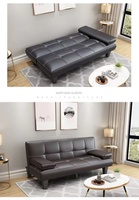 Canapé-lit droit simple noir bon marché, chaise longue inhabituelle, meubles de salon simples