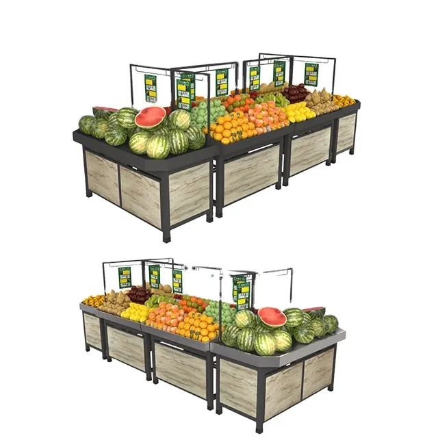 customized and firm fruits black plastic display cabinet display rack Vegetable and Fruit Furniture