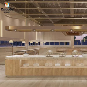 Mostrador de Exhibición para Comida Rápida, Personalizado, de Acero Inoxidable y MDF |   Mostrador Moderno y Ecológico con Iluminación LED para Restaurante/Cafetería - Product Image 1