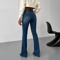 Nouvelle Arrivée Jean en Denim Évasé Taille Haute Bleu Moyen pour Femme, Coupe Skinny Sexy Vintage Grande Taille, Pantalon Long Bootcut, Logo Personnalisé OEM ODM
