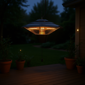 Cj Cjjd2460844 Chauffage d'extérieur suspendu pour patio 1500W Lampe chauffante électrique ultra silencieuse IP23 étanche Deux niveaux de chaleur - Product Image 2