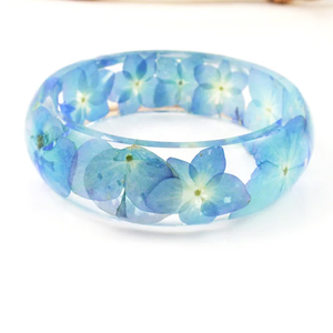 Joyería No <span class=keywords><strong>Me</strong></span> Olvides, Joyería Bohemia de Moda, Flores Reales, Brazalete de Resina con Flores Prensadas de Hortensia Azul para Ella - Product Image 5