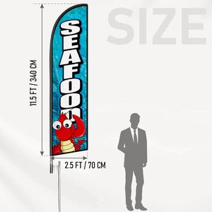 2.5*11.5 FT SEAFOOD High Quality Custom Feather <b>Flags</b> Beach <b>Flag</b> for Beach Party and Advertising Promotions - Product Image 3