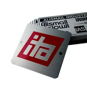 Etiquetas de metal anodizado con impresión personalizada, placas de identificación con logotipo industrial adhesivo permanente, etiquetas adhesivas de aluminio autoadhesivas