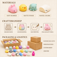 Adorable jouet mochi en forme d'animal mignon, en caoutchouc souple, anti-stress, à presser, pour les jeunes et les adultes, mini format de poche, kawaii