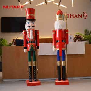 6ft / 180cm grandeur nature grand/géant rouge décoration de noël extérieur en bois <span class=keywords><strong>casse</strong></span>-<span class=keywords><strong>noisette</strong></span> roi et soldat ornement poupée cadeau - Product Image 1