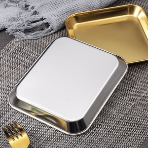 304 <strong>Stainless</strong> Steel Korean Food <strong>Rectangular</strong> <strong>Serving</strong> Tray Metal Gold and Natural Dishes &amp; <strong>Plates</strong> square Dinner <strong>Plate</strong> - Product Image 3