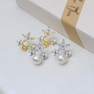S925 Silver <b>Stud</b> <b>Earrings</b> for Women Handmade Simple DIY Jewelry Accessories Personalized Pearl Semi Finished - Product Image 1