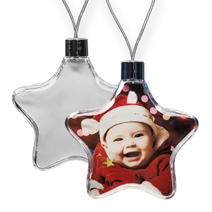 Vente en gros d'ébauches de sublimation boule de Noël en plastique flocon de neige étoile décorations de Noël pour ornements d'arbre cadeaux personnalisés - Product Image 4