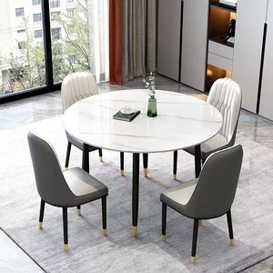 Ensemble table et chaises carrées de style italien, 2 pièces, blanc neige, gris italien, gain de place, moderne, minimaliste, pour usage domestique - Product Image 3
