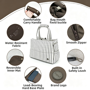 Bolsa de Transporte para Perros Acolchada, Transpirable y Elegante, de Nailon, Portátil, Multifuncional, para Viajes - Product Image 1