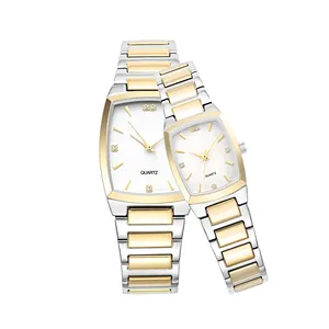 Mode Carré Couple Montres À Quartz Pour Hommes Et Femmes De Luxe En Acier Inoxydable Montres-Bracelets En Gros Minimalisme Bracelet Montre