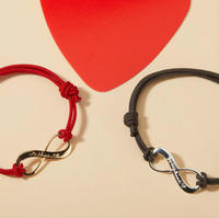 Bracelet Cordon en Acier Inoxydable avec Breloque Croix et Cercle, Bijou d'Amitié Tendance, Bracelet Infini Personnalisé pour Couple