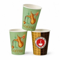 Gobelets en papier 9oz en gros, jetables, à paroi simple, pour boissons chaudes, en stock, divers designs disponibles