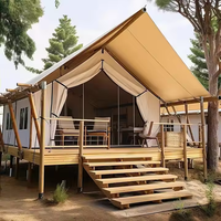 Tente de glamping en bois durable avec salle de bain, tissu PVC, abri extérieur pratique